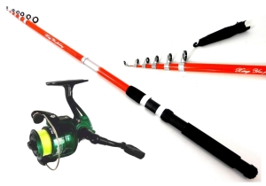 WĘDKA 2,4 M. + KOŁOWROTEK + ŻYŁKA 