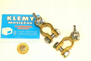 Klemy motylkowe Mosiężne Pasują do każdego akumulatora.