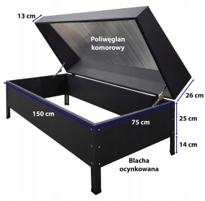 Mini szklarnia ogrodowa, zielnik z blachy ocynkowanej 150x75cm RAL 7016